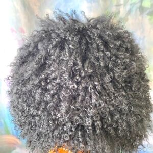 Unisex Genuine Mongolian Black Lamb Fur Hat One Size